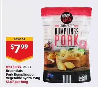 ALDI Urban eats pork dumplings or vegetable gyoza offer