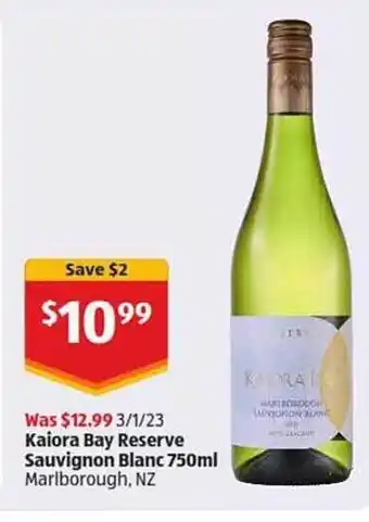 ALDI Kaiora bay reserve sauvignon blanc offer