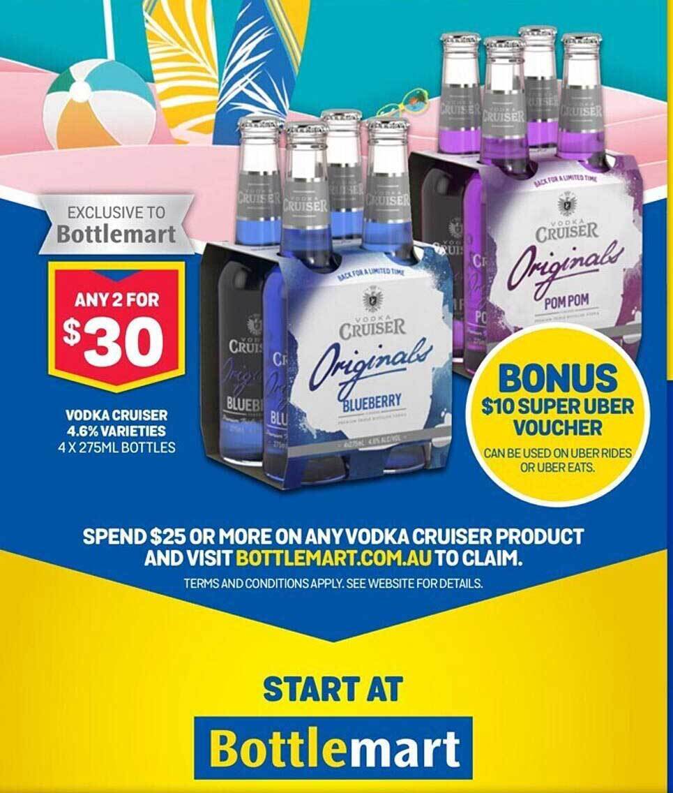 Vodka cruiser 4.6 varieties offer at Bottlemart