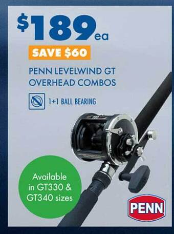 BCF Penn levelwind gt overhead combos offer