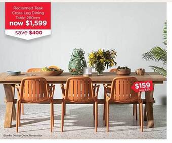 Early Settler Reclaimed teak cross leg dining table 260cm offer