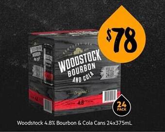 Woodstock 4.8% bourbon & cola cans