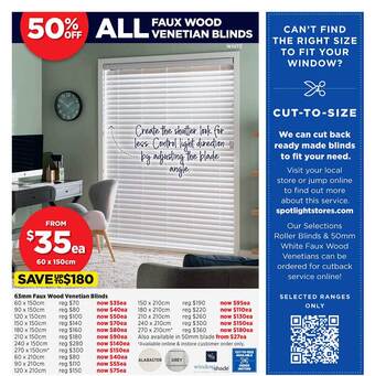 Spotlight 63mm faux wood venetian blinds offer