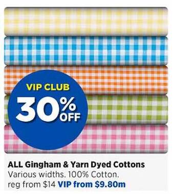 Spotlight All gingham & yarn dyed cottons offer