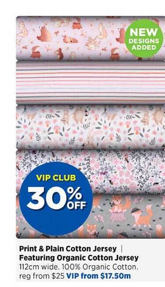 Spotlight Print & plain cotton jersey featuring organic cotton jersey offer