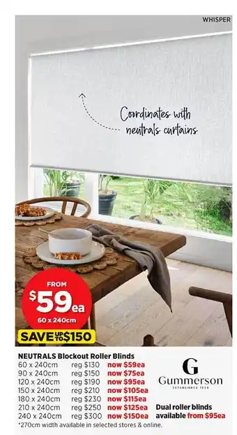 Neutrals blockout roller blinds gummerson