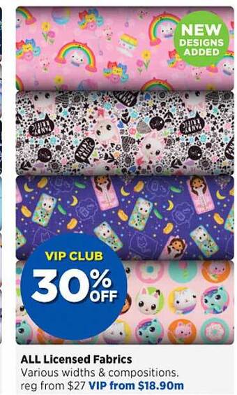 Spotlight All licensed fabrics offer