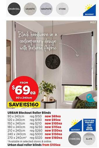 Spotlight Urban blockout roller blinds offer