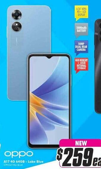 The Good Guys Oppo a17 4g 64gb lake blue offer