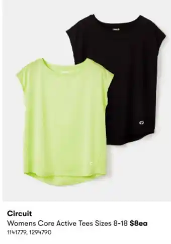 BIG W Circuit Womens Core Active Tees Size 8-18 offer