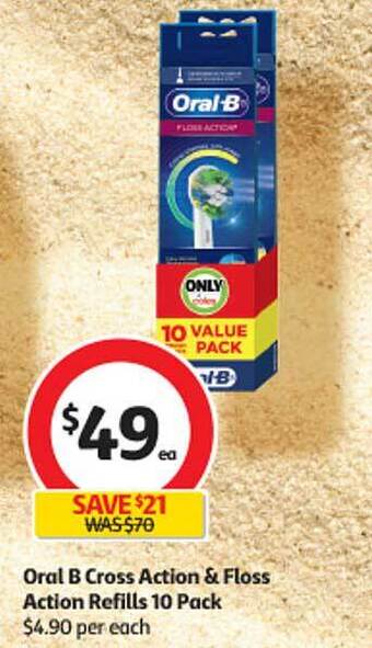 Coles Oral b cross action & floss action refills 10 pack offer