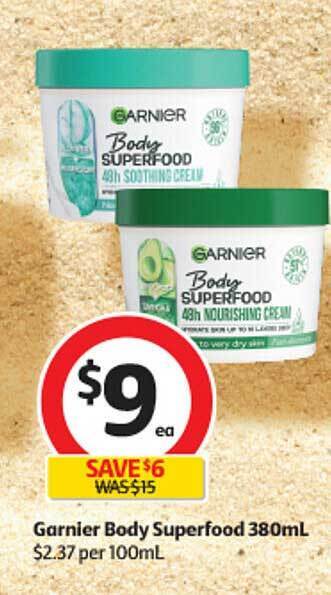 Coles Garnier body superfood 380ml offer