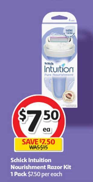 Coles Schick intuition nourishment razor kit 1 pack offer
