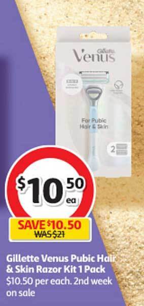 Coles Gillette venus pubic hair & skin razor kit 1 pack offer