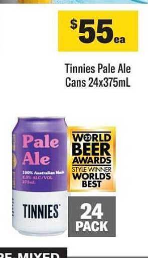 Liquorland Tinnies pale ale cans offer