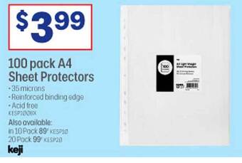 Officeworks 100 pack a4 sheet protectors offer