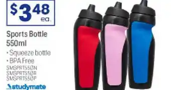 Officeworks Sports bottles 550ml studymate offer