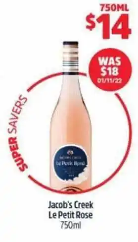 BWS Jacob's creek le petit rose offer