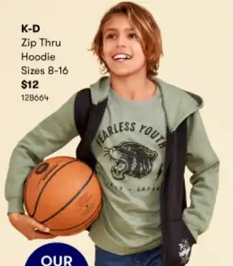 BIG W K-D Zip Thru Hoodie Size 8-16 offer