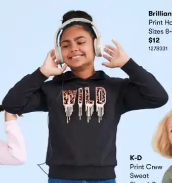 BIG W Briliiant Basics Print Hoodie Size 8-16 offer