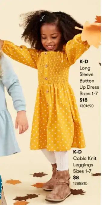 BIG W K-D Long Sleeve Button Up Dress Size 1-7 offer