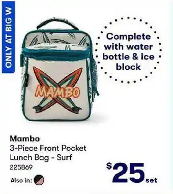 BIG W Mambo 3-piece front pocket lunch bag - surf offer