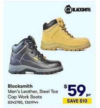 BIG W Blacksmith men's leather, steel toe cap work boots offer