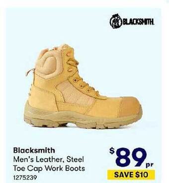 BIG W Blacksmith men's leather, steel toe cap work boots offer