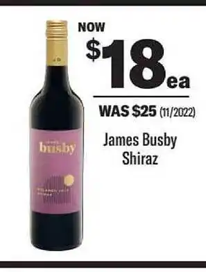 Liquorland James busby shiraz offer
