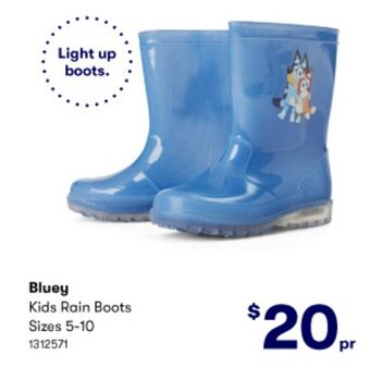 BIG W Bluey Kids Rain Boots Sizes 5-10 offer