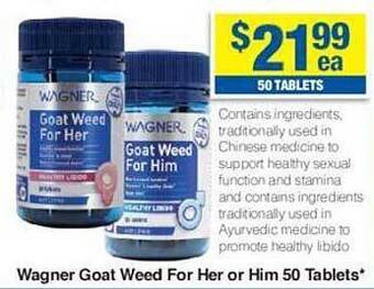 My Chemist Wagner goat weed for her or him 50 tablets offer