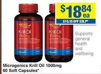 My Chemist Microgenics krill oil 1000mg 60 soft capsules offer