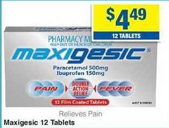 My Chemist Maxigesic 12 tablets offer
