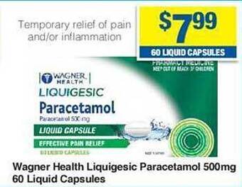 My Chemist Wagner health liquigesic paracetamol 500mg 60 liquid capsules offer