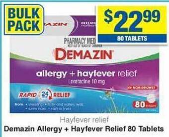 My Chemist Demazin allergy + hayfever relief 80 tablets offer