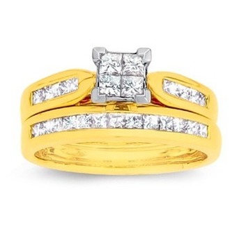 Prouds 18ct gold diamond princess cut bridal set offer