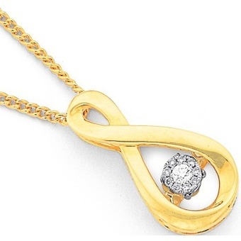 Prouds 9ct gold diamond cluster infinity pendant offer