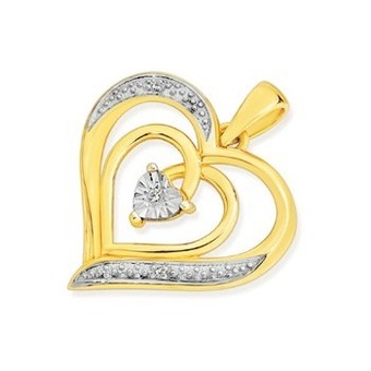 Prouds 9ct gold diamond heart pendant offer