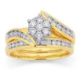 Prouds 9ct gold diamond cluster bridal set offer