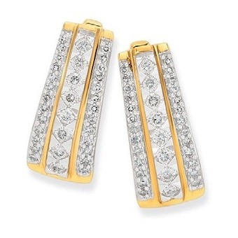 Prouds 9ct gold diamond three row huggie earrings offer