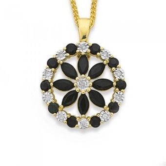Prouds 9ct gold sapphire & diamond wreath enhancer pendant offer