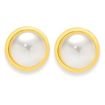 Prouds 9ct gold cultured fresh water pearl gold rim stud earrings offer