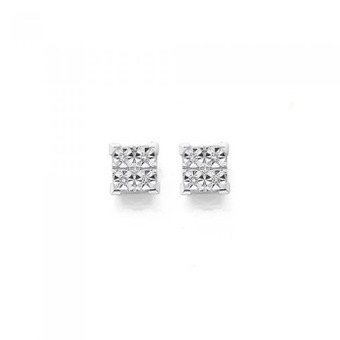Prouds 9ct gold diamond miracle set square shape stud earrings offer