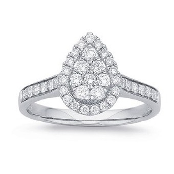 Prouds 9ct white gold diamond pear shape ring offer