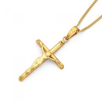 Prouds 9ct gold 26mm crucifix cross pendant offer