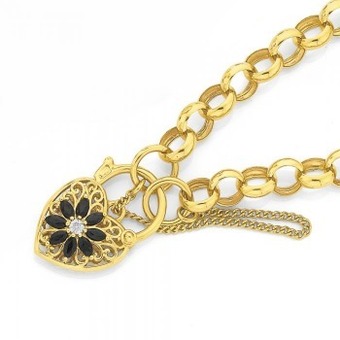 Prouds 9ct gold 19cm belcher sapphire & diamond bracelet offer