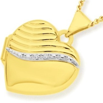 Prouds 9ct gold diamond set heart locket offer