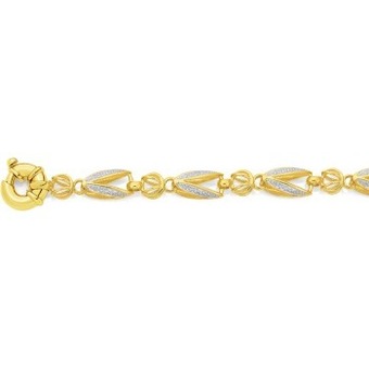 Prouds 9ct gold two tone 19cm solid bolt ring bracelet offer