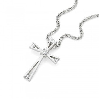 Angus & Coote 9ct white gold diamond cross pendant offer