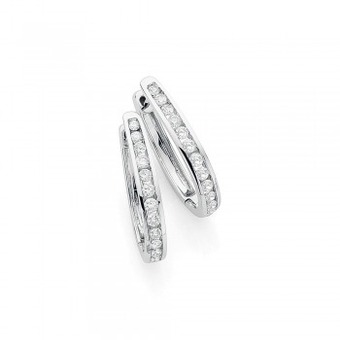 Angus & Coote 9ct white gold diamond hoop earrings offer
